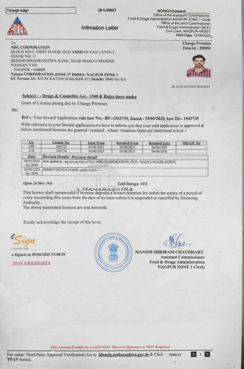 FDA Certificate - NBG Corporation