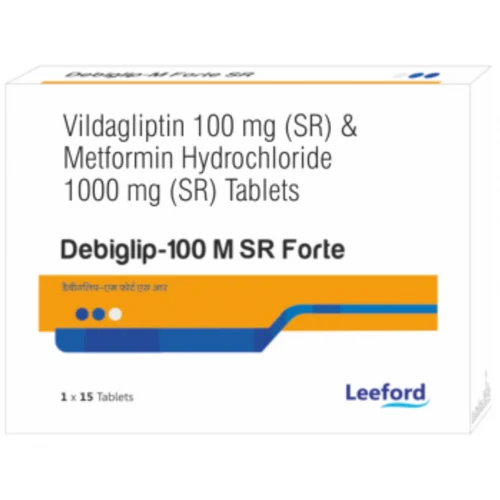 Debiglip-100 M SR Forte Vildagliptin 1000 mg (SR) & Metformin Hydrochloride 1000 mg (SR) Tablets - Available in India