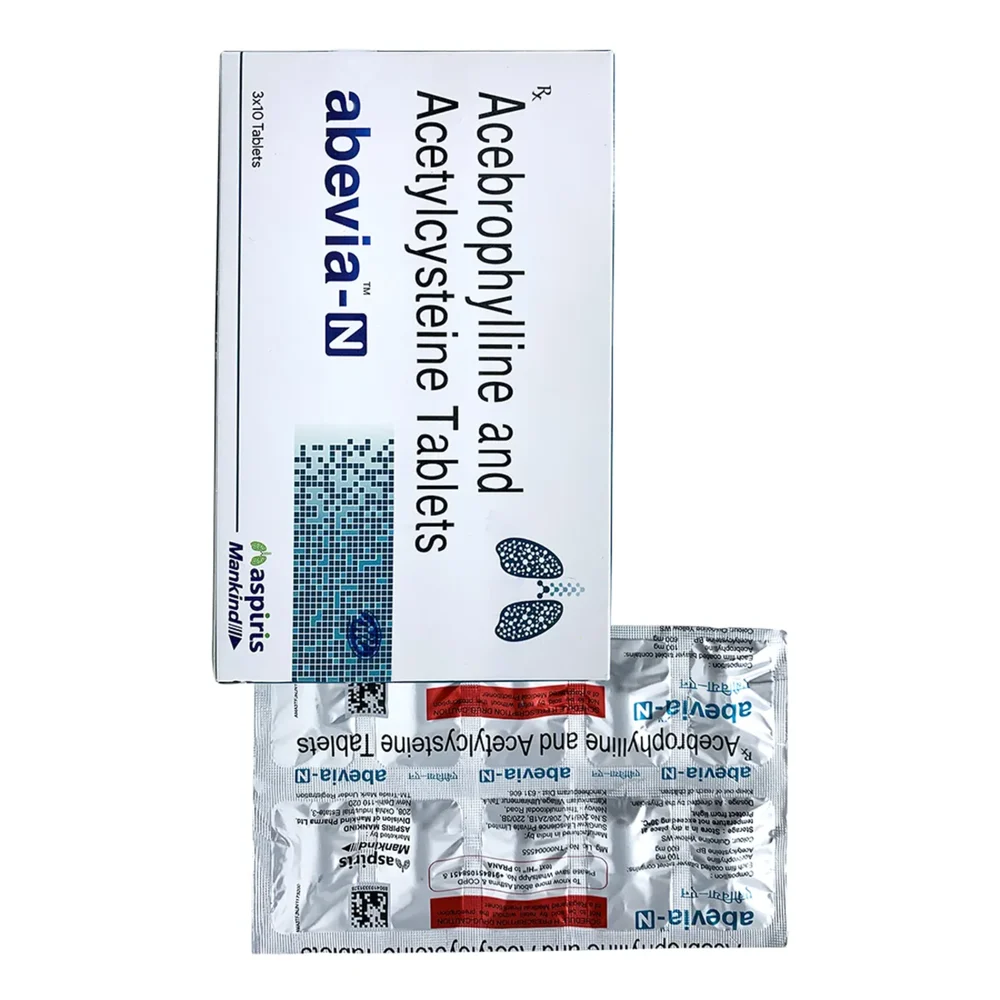 abevia-N Acebrophylline and Acetylcysteine Tablets - Available in India