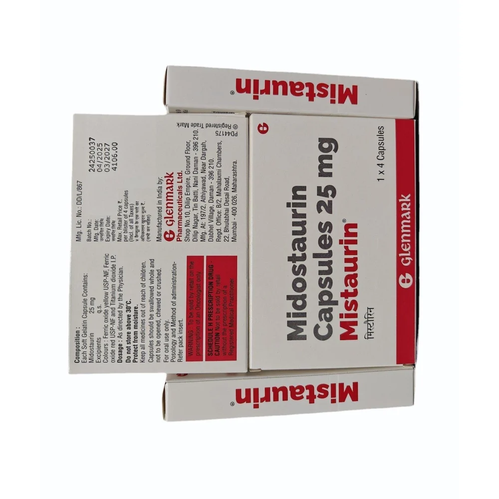 25 mg Mistaurin Midostaurin Capsules - Available in India