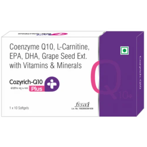 Cozyrich-Q10 Plus Coenzyme Q10, L-Carnitine, EPA, DHA, Grape Seed Ext. with Vitamins & Minerals
