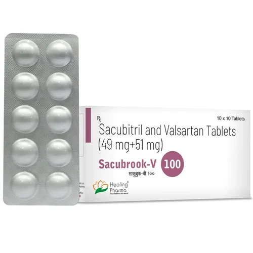 49 mg+51 mg Sacubrook-v 100 Sacubitril and Valsartan Tablets - Available in India