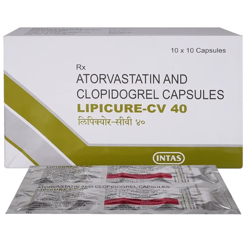 40 mg LIPICURE-CV 40 ATORVASTATIN AND CLOPIDOGREL CAPSULES - Available in India