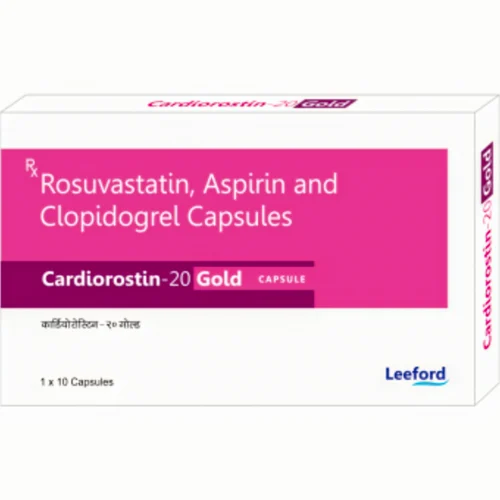 20 mg Cardiorostin-20 Gold Rosuvastatin, Aspirin and Clopidogrel Capsules - Available in India