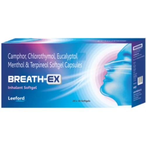 BREATH-EX Camphor, Chlorothymol, Eucalyptol Menthol & Terpineol Softgel Capsules - Available in India