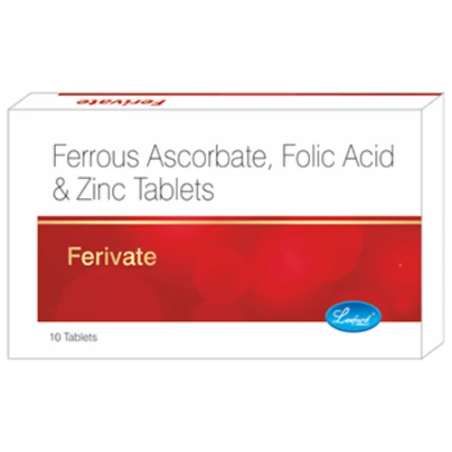 Ferivate Ferrous Ascorbate, Folic Acid & Zinc Tablets - Available in India